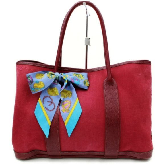 Hermes Handbags - AUTHENTIC Hermes Garden Party PM Bordeaux Canvas